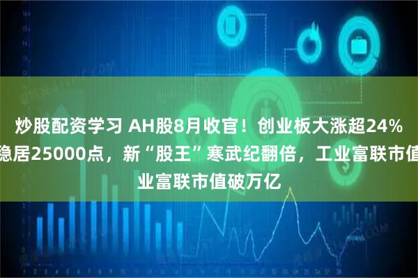 炒股配资学习 AH股8月收官！创业板大涨超24%，恒指稳居25000点，新“股王”寒武纪翻倍，工业富联市值破万亿