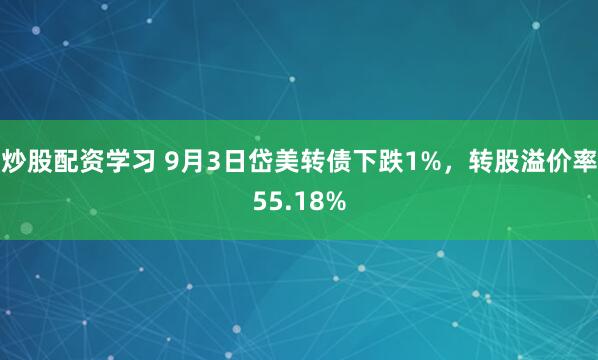炒股配资学习 9月3日岱美转债下跌1%，转股溢价率55.18%